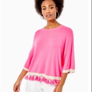 Lilly Pulitzer Pink Fringe Hem Sweater